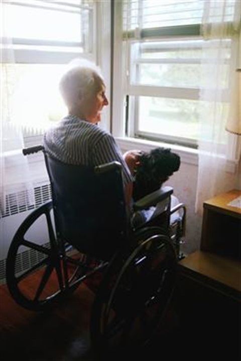 An-elderly-person-sitting-in-a-wheelchair-in-front-of-a-window