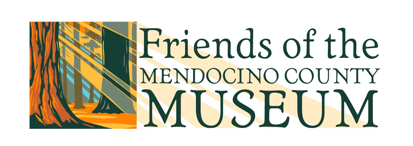 Friends of the Museum logo - sunlight pours through a Redwood Forest